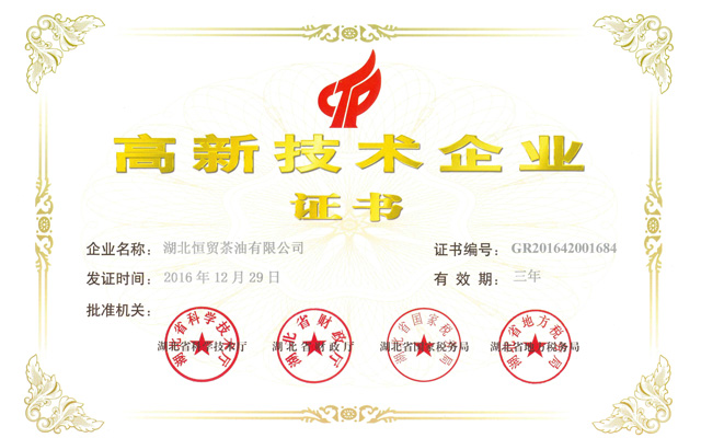 高新技術(shù)企業(yè)證書